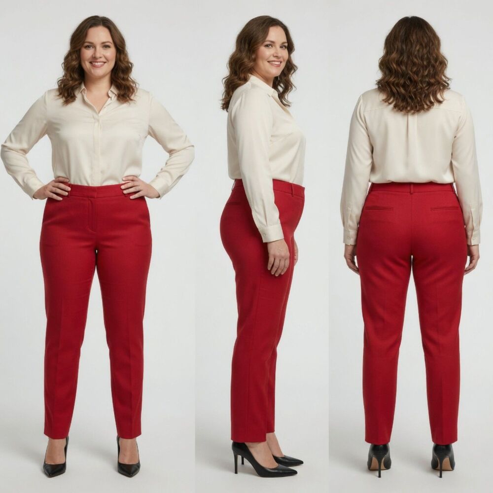 Worthington Modern Fit Red Dress Pants Size 12 Stretch Career Trousers